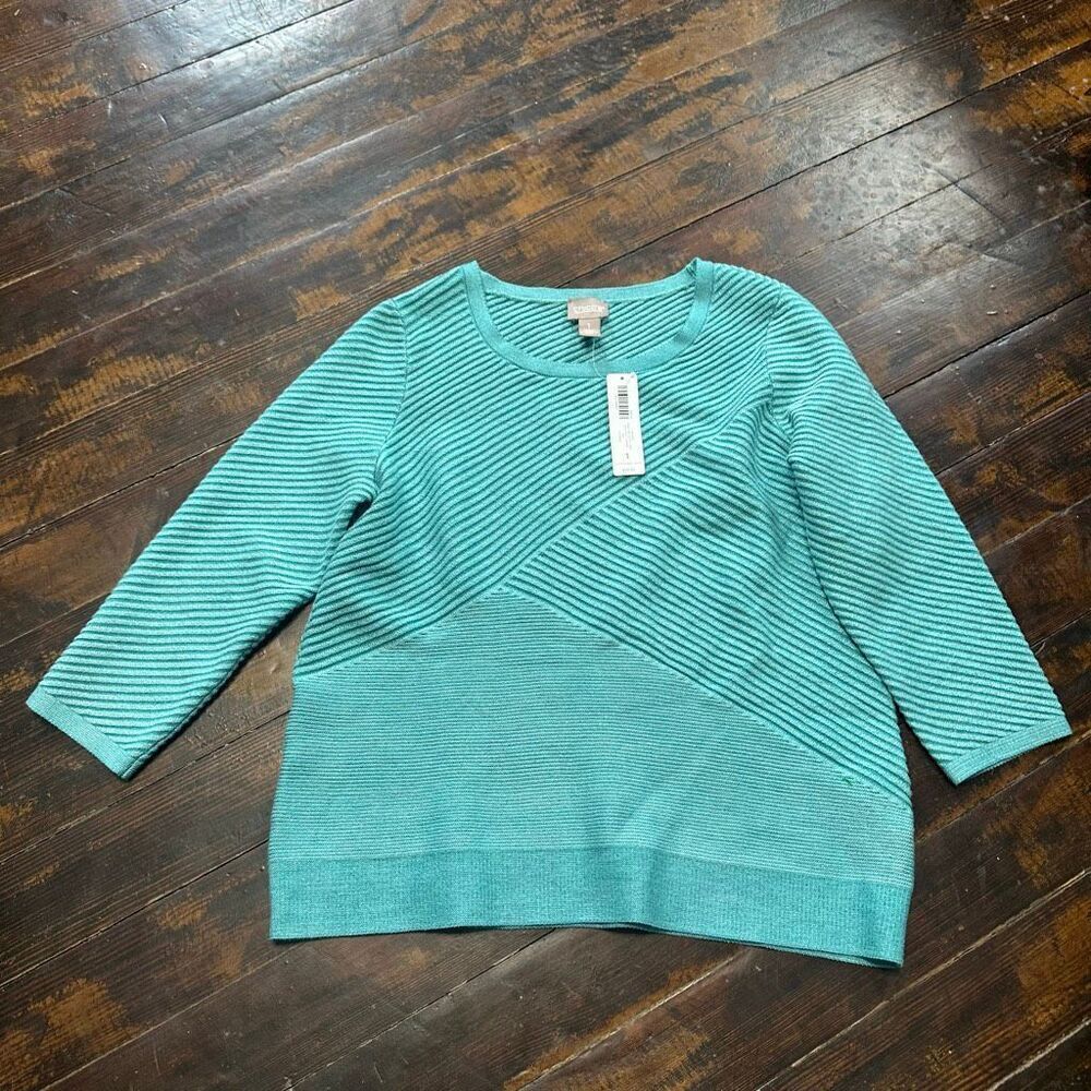 Chico’s turquoise 1/8 new textured lightweight sweater